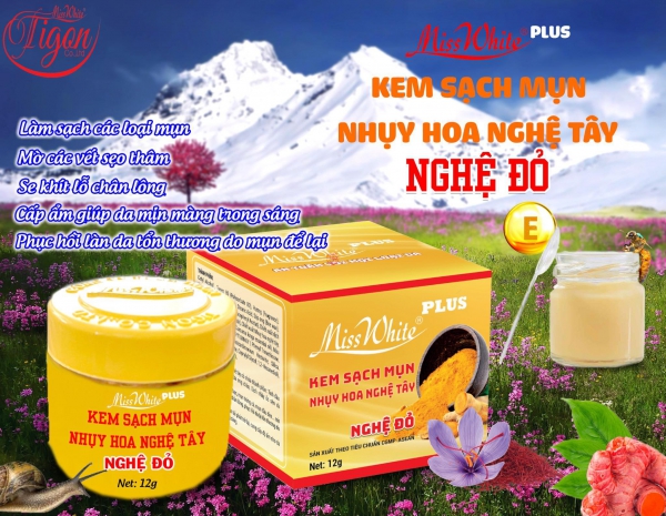 Kem sạch mụn nhụy hoa nghệ tây - nghệ đỏ