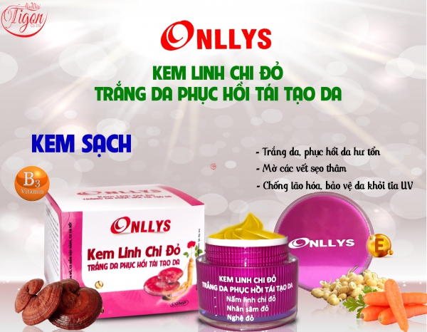 Kem linh chi đỏ trắng da phục hồi tái tạo da